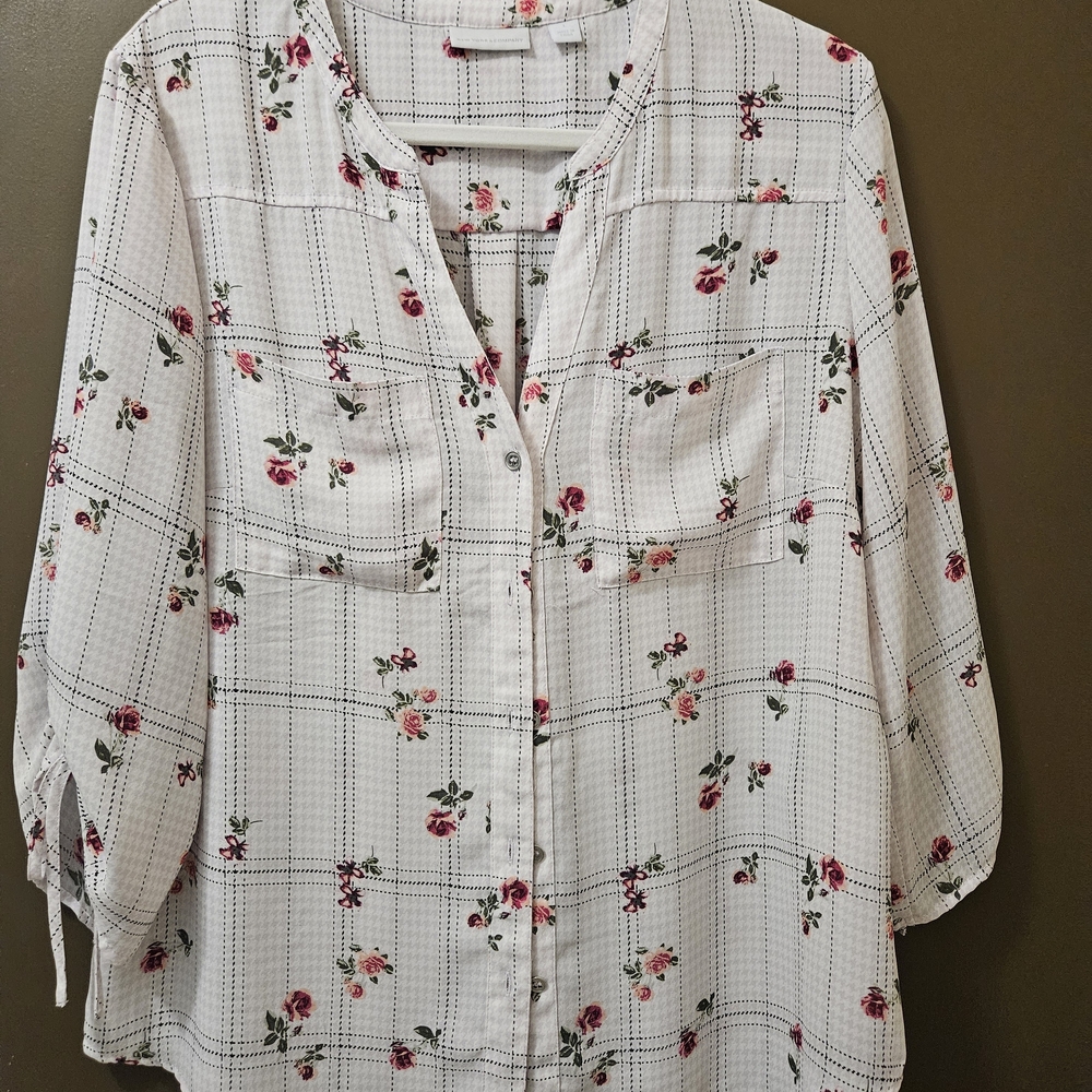 Floral White Blouse